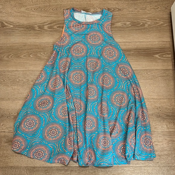 Flowy Pink and Blue Babydoll Dress Small - Picture 2 of 6